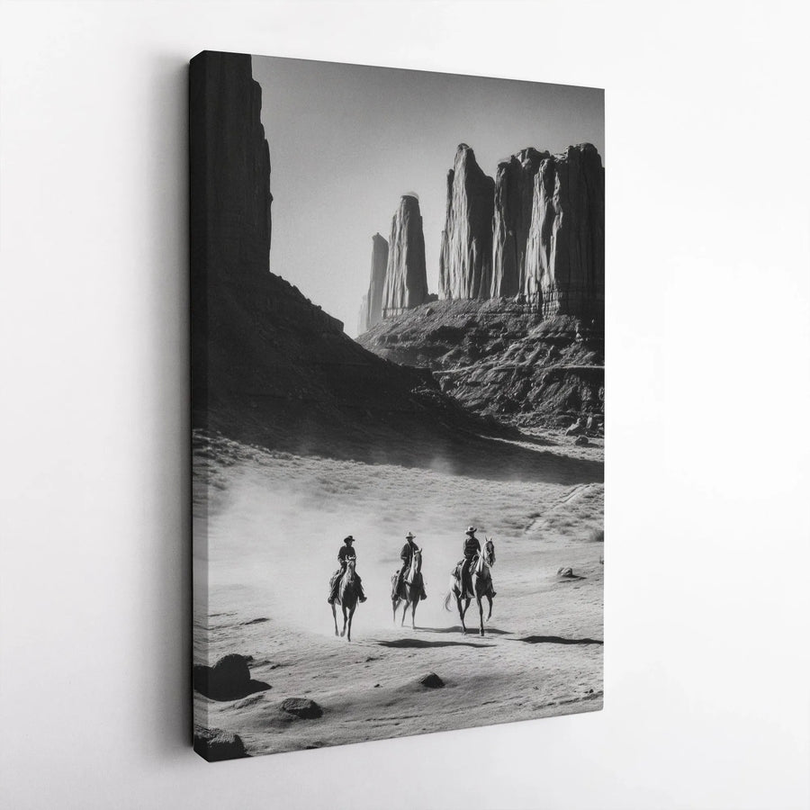 Western Wall Art | Monument Valley Cowboy Landscape Print | Premium 1.25" Gallery Wrapped Canvas | Rustic Home Office Decor Gift
