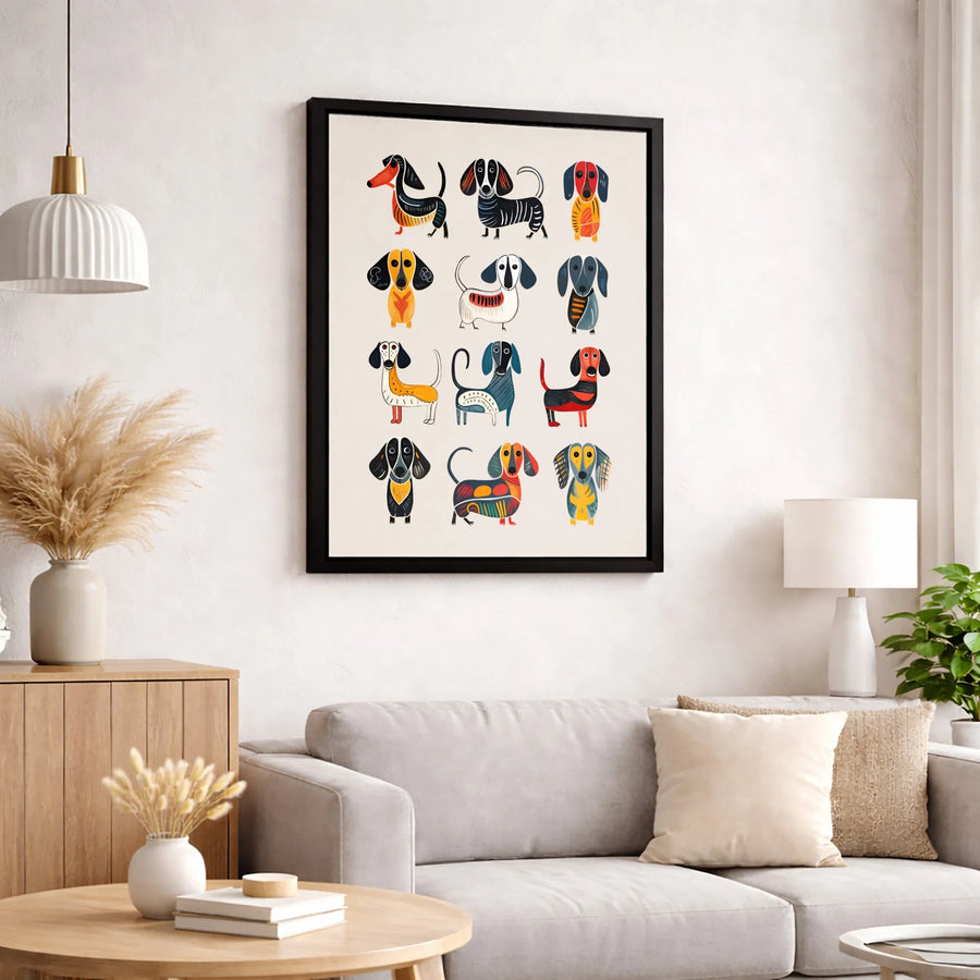 Dachshund Wall Art | Colorful Abstract Dog Print | 1.25 Inch Premium Canvas | Gallery Wrap Decor Gift for Dog Lovers