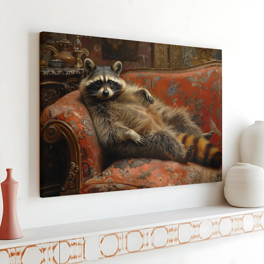 Regal Raccoon Canvas Wall Art | Vintage Animal Portrait Painting | Premium 1.25" Thick Canvas | Funny Home Decor Gift for Animal Lovers