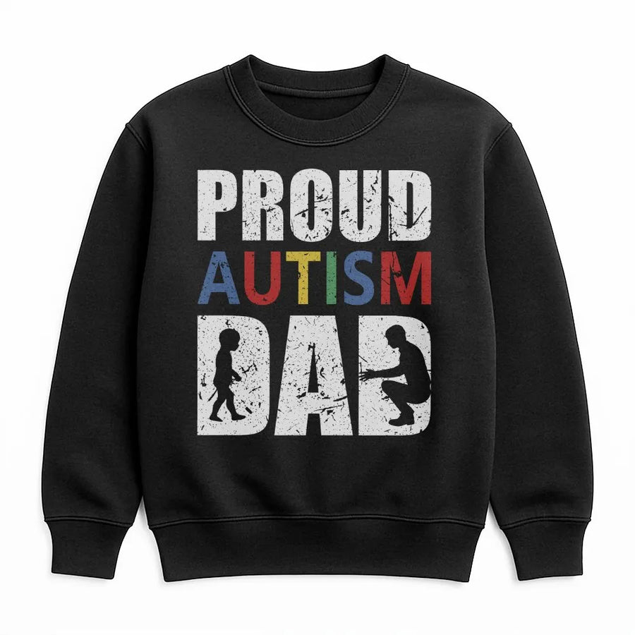 Proud Autism Dad Sweatshirt | Strong Father Graphic Design | Premium Cotton Blend Fabric | Meaningful Neurodiversity Awareness Gift For Men