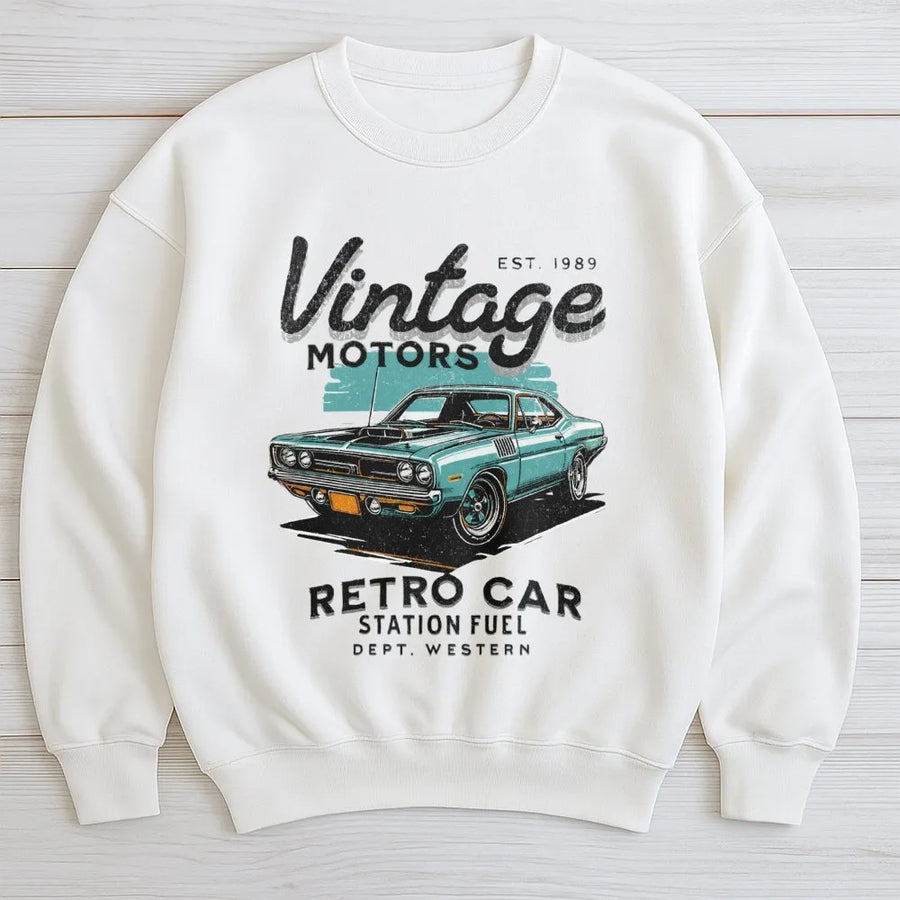Vintage Muscle Car Sweatshirt | Retro 1989 Automotive Graphic | Premium Cotton Blend Crewneck | Gift for Car Enthusiast & Gearhead