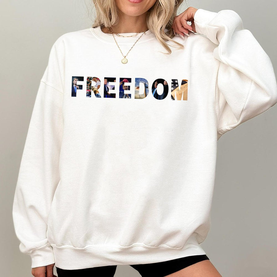 Freedom Graphic Sweatshirt | Conservative Patriot Aesthetic | Cotton Blend Premium Crewneck | Patriotic Gift for Men and Women