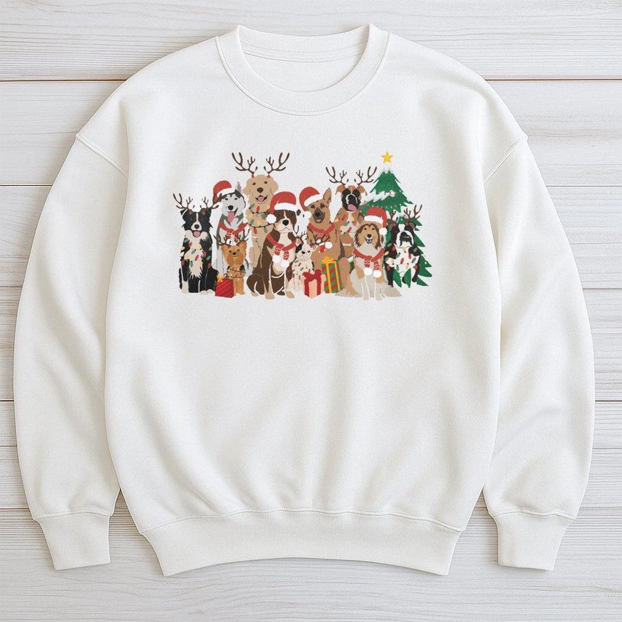 Christmas Dogs Sweatshirt | Festive Holiday Puppy Graphic Design | Premium Cotton-Poly Blend | Cute Gift for Dog Lovers & Pet Owners