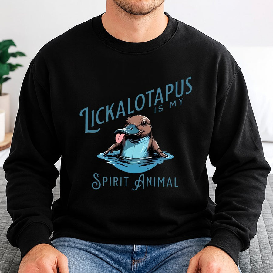 Lickalotapus Is My Spirit Animal Sweatshirt | Funny Platypus Graphic Design | Premium Cotton Blend Unisex Crewneck | Cute Animal Lover Gift