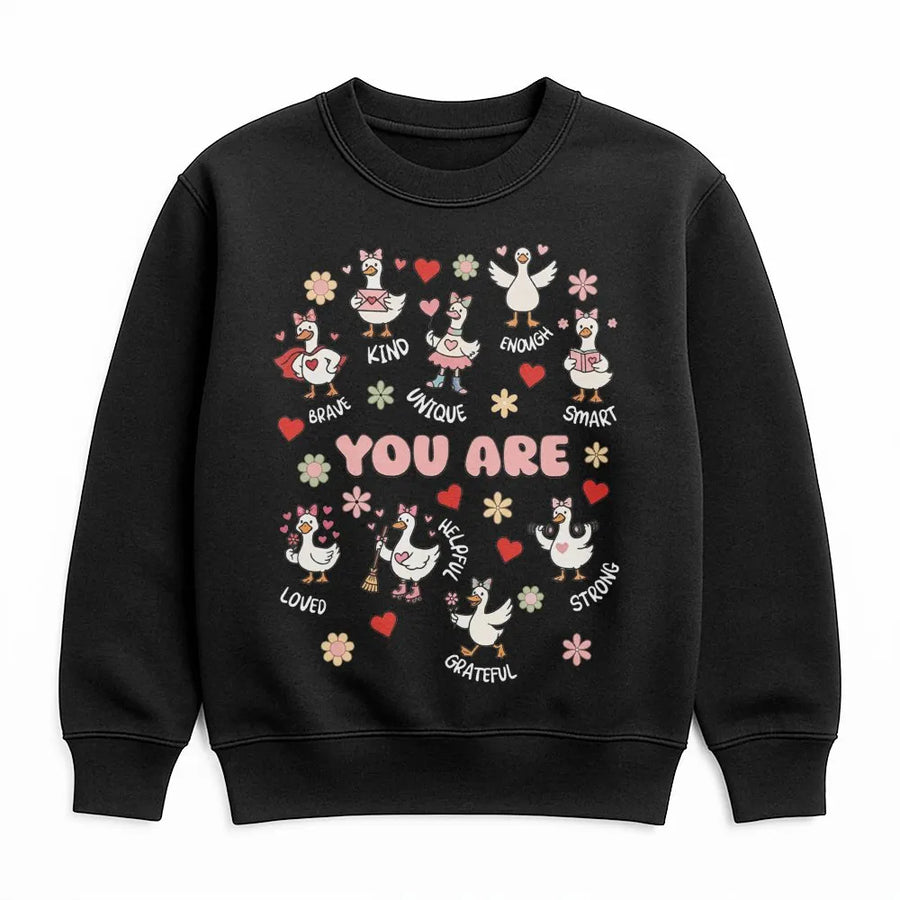 Inspirational Goose Sweatshirt | Cute Positive Affirmations Graphic | Premium Cotton Blend | Gift for Teacher or Mental Health Awareness