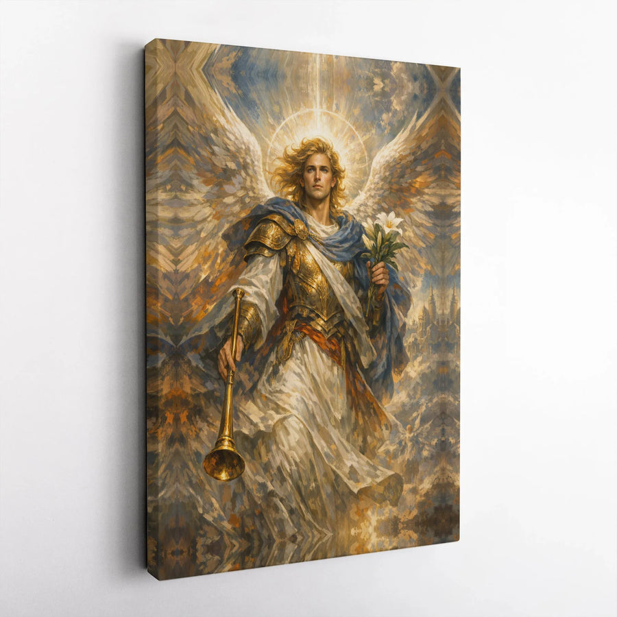 Archangel Gabriel Canvas Wall Art | Christian Religious Painting Print | Premium Fade-Resistant Decor | Spiritual Home Decor Gift