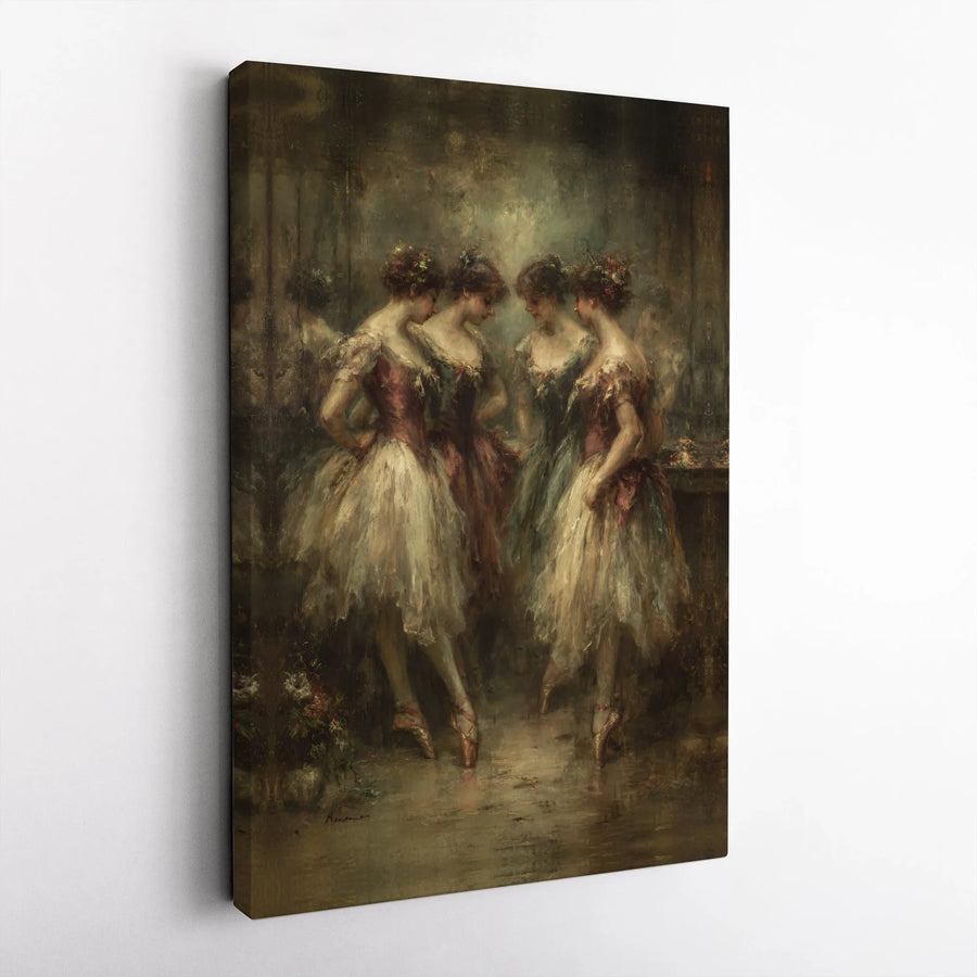 Ballet Dancer Canvas Wall Art | Vintage Impressionist Ballerina Painting | Gallery Wrapped Premium Print | Elegant Home Decor Gift for Her