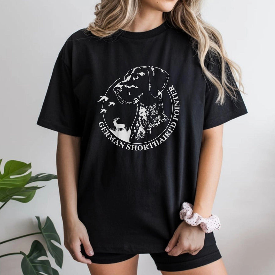 German Shorthaired Pointer T-Shirt | GSP Bird Dog Hunting Graphic Tee | Premium 100% Cotton Shirt | Gift for GSP Mom Dad Dog Lover