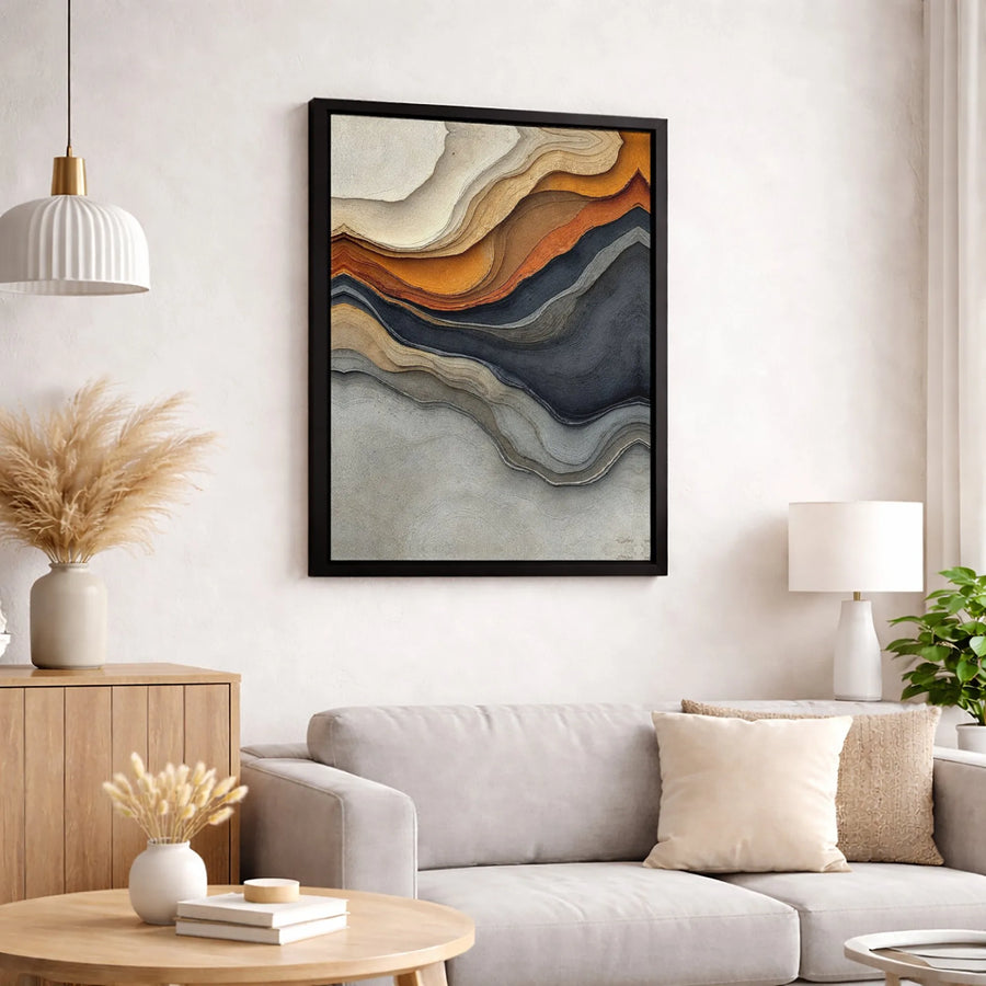 Abstract Sand Dune Canvas Wall Art | Layered Earth Tone Texture | Premium Gallery Wrap Print | Modern Minimalist Living Room Decor