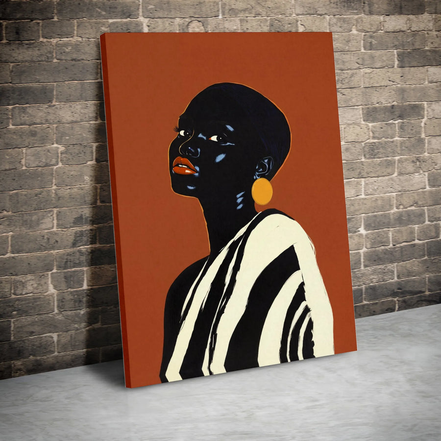 Black Woman Canvas Wall Art | Modern Minimalist Portrait Illustration | Thick Gallery Wrapped Canvas | Premium Afrocentric Home Decor Gift
