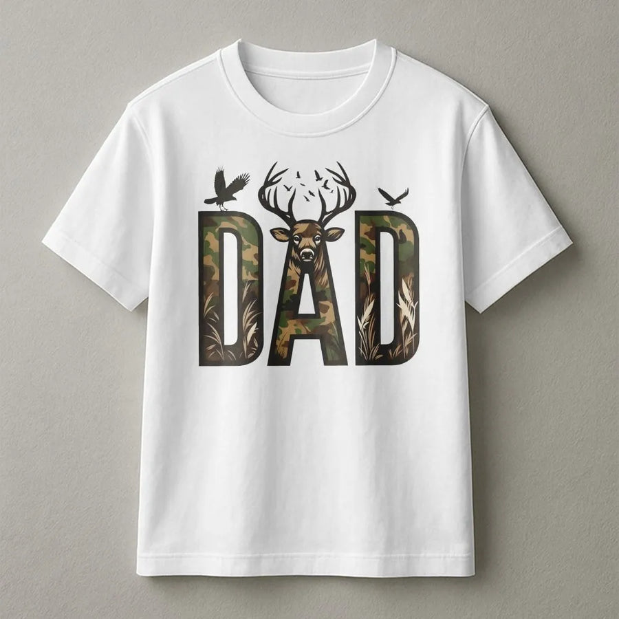 Deer Hunting Dad T-Shirt | Best Buckin Dad Ever Camo Graphic | Soft Cotton Blend Pullover | Father's Day Gift for Hunter