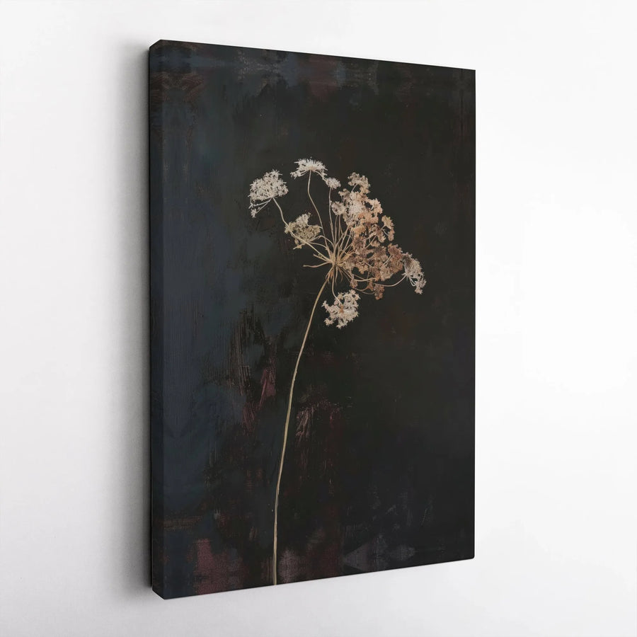 Dried Queen Anne's Lace Canvas Art | Moody Botanical Wall Decor | Premium 1.25" Gallery Wrap | Modern Farmhouse Living Room Gift