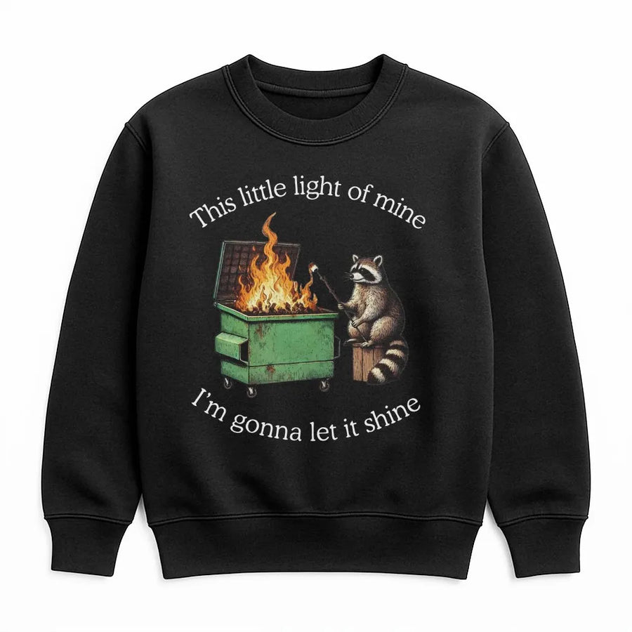 Dumpster Fire Raccoon Sweatshirt | Funny Marshmallow Roasting Design | Premium Cotton Blend | Sarcastic Gift for Her & Him