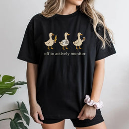Funny Teacher Testing T-Shirt | Goose 'Actively Monitor' Graphic Sweatshirt | Soft Cotton Blend | State Testing Day Gift for Educator Team