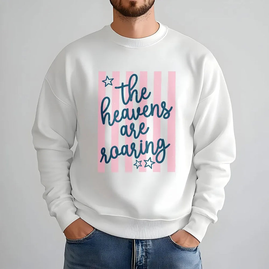 Christian Sweatshirt for Women | The Heavens Are Roaring Retro Graphic | Premium Soft Cotton Blend | Faith Based Religious Gift