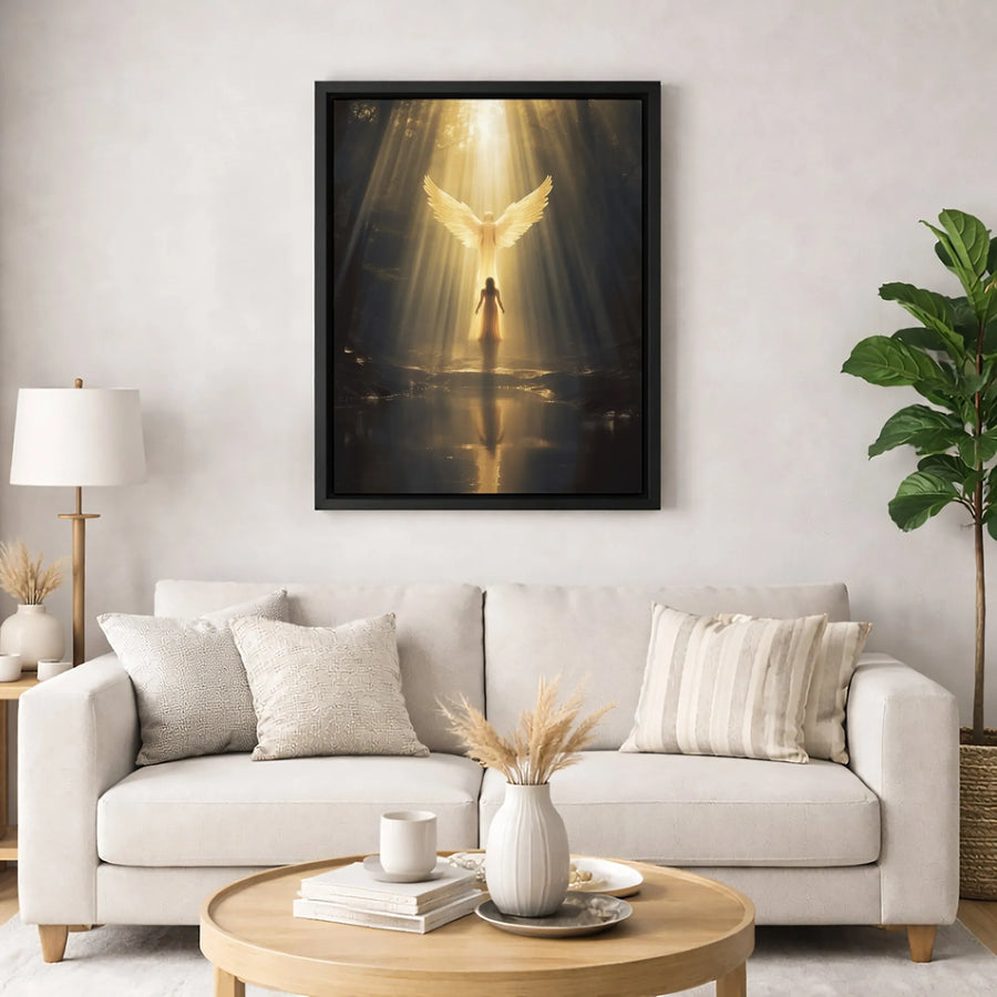Guardian Angel Canvas Print | Spiritual Forest Light Wall Art | 1.25 Inch Premium Gallery Wrap | Inspirational Home Decor Gift