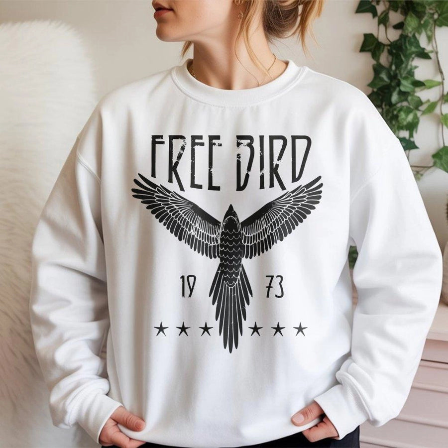 Free Bird Sweatshirt | Retro 70s Eagle Thunderbird Graphic | Premium Cotton Blend | Vintage Music Lover Gift For Men And Women