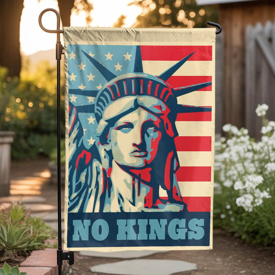 No Kings Garden Flag | Statue Of Liberty American Patriotic Decor | Premium Weather-Resistant Polyester | Liberty Freedom Yard Banner For Independence Day