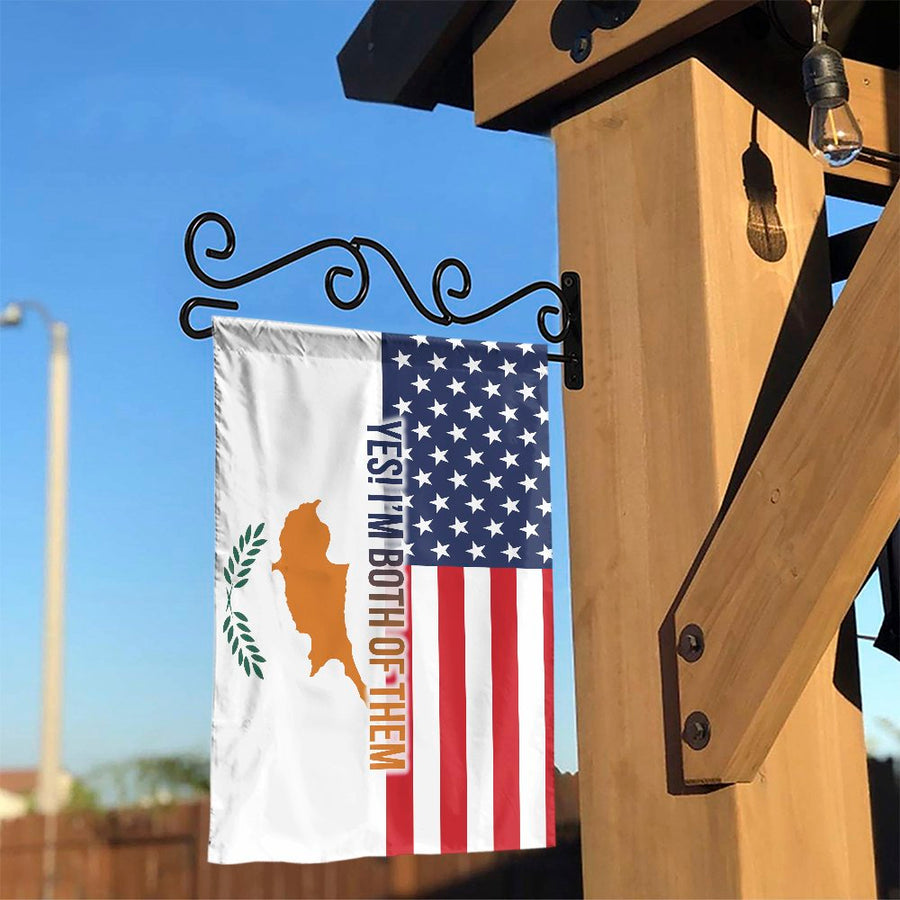 Cyprus American Flag Garden Flag | Yes I'm Both Of Them Design | Premium Weather-Resistant Polyester | Patriotic Dual Heritage Yard Decor Gift
