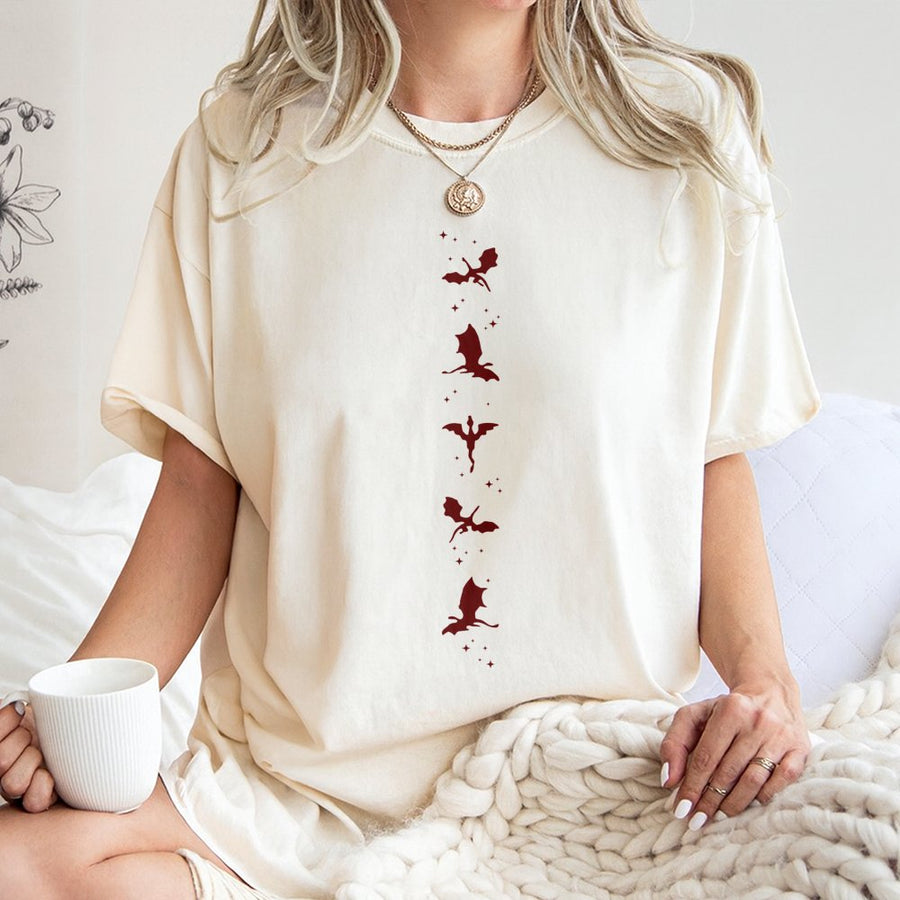 Dragon Rider T-Shirt | Minimalist Flying Dragons Graphic | Premium Soft Cotton | Bookish Gift for Fantasy Readers