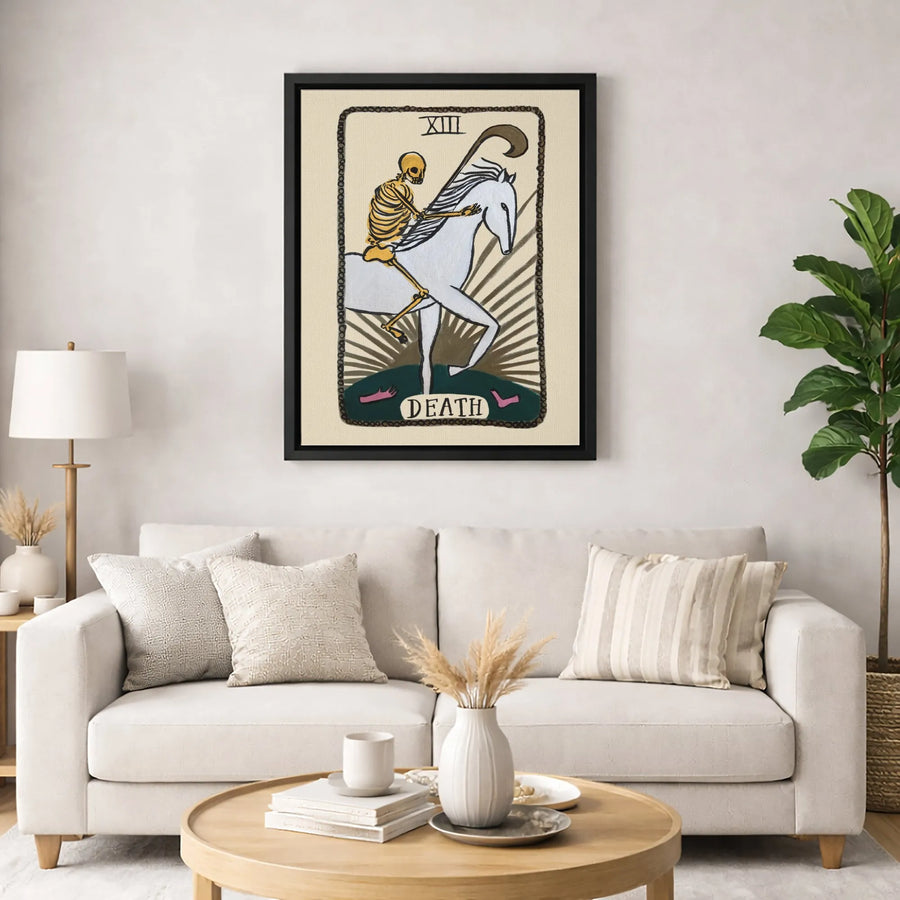 Death Tarot Card Wall Art | XIII Skeleton Horse Illustration | Premium Gallery Wrapped Canvas | Gothic Home Decor Gift for Occult Lovers