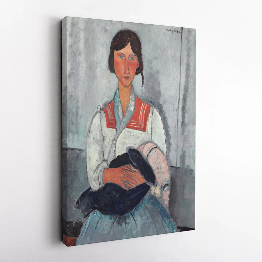 Modigliani The Little Servant Girl Canvas Wall Art | Famous Expressionist Portrait Painting | Premium Gallery Wrap Print | Collector's Gift for Home Decor