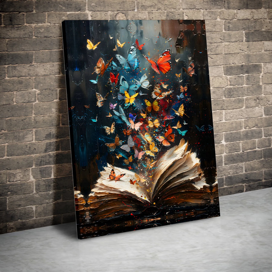 Butterfly Book Canvas Wall Art | Whimsical Library Aesthetic Decor | Premium Fade-Resistant Print | Magical Literature Gift for Readers
