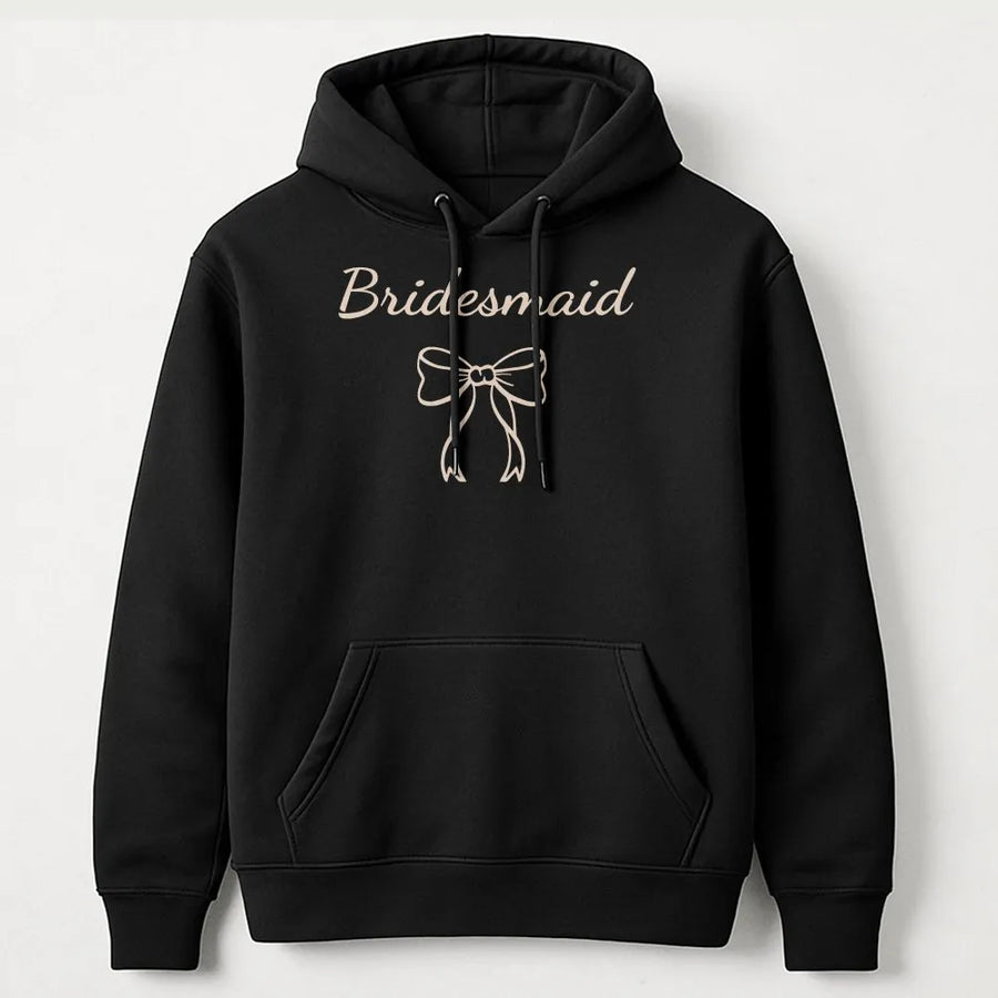 Bridesmaid Hoodie | Elegant Script with Bow Design | Premium Cotton Blend | Bridal Party Gift, Maid of Honor & Bachelorette Apparel