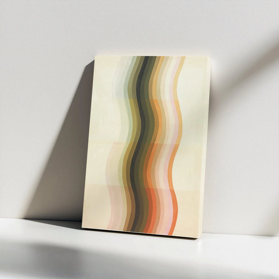 Retro Abstract Canvas Art | Earth Tone Wavy Lines Print | Premium Fade-Resistant Canvas | Modern Minimalist Home Decor Gift