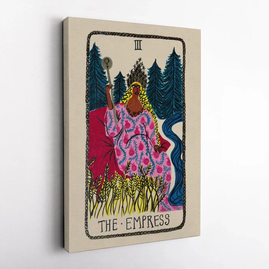The Empress Tarot Card Wall Art | Mystical Goddess Illustration | Premium Gallery Wrapped Canvas | Spiritual Home Decor Gift for Her