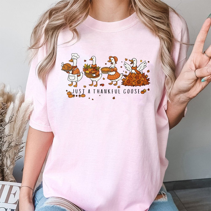 Thanksgiving Silly Goose T-Shirt | Funny Autumn Duck Graphic | Premium 100% Cotton Tee | Cute Fall Harvest Gift for Women and Men