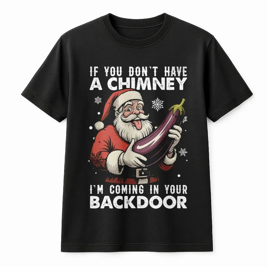 Funny Santa T-Shirt | Inappropriate Eggplant Joke Design | Premium Cotton Adult Tee | Rude Christmas Gift For Him Or Her