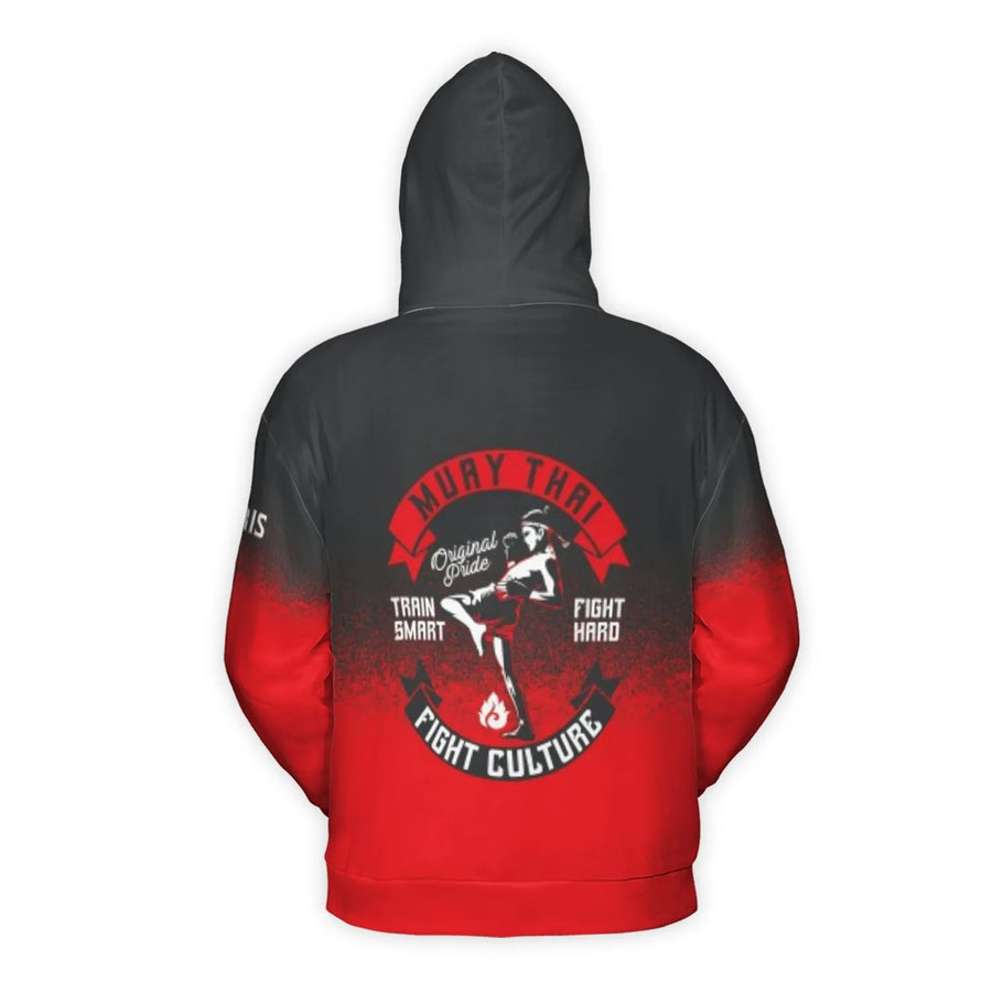 Muay Thai Hoodie | Fight Culture Graphic Print | Premium Polyester Brushed Fleece | Combat Sports Gift For Martial Arts Fans
