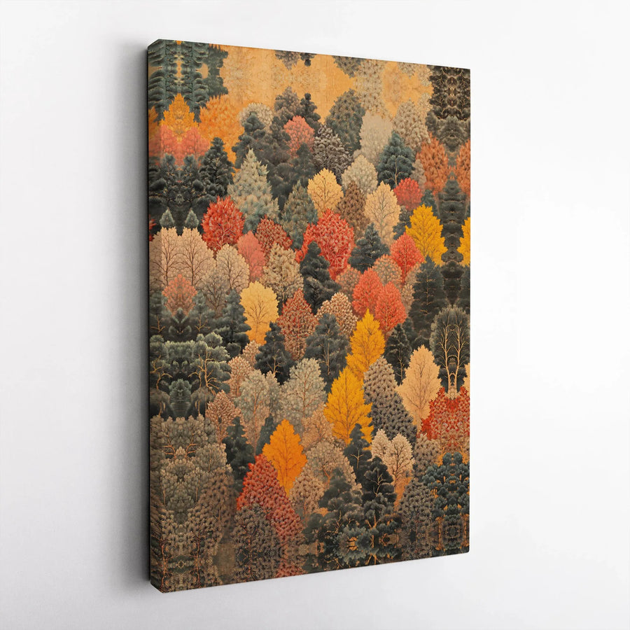 Autumn Forest Canvas Wall Art | Vintage Fall Foliage Illustration | Premium 1.25-Inch Thick Gallery Wrap | Seasonal Home Decor Gift