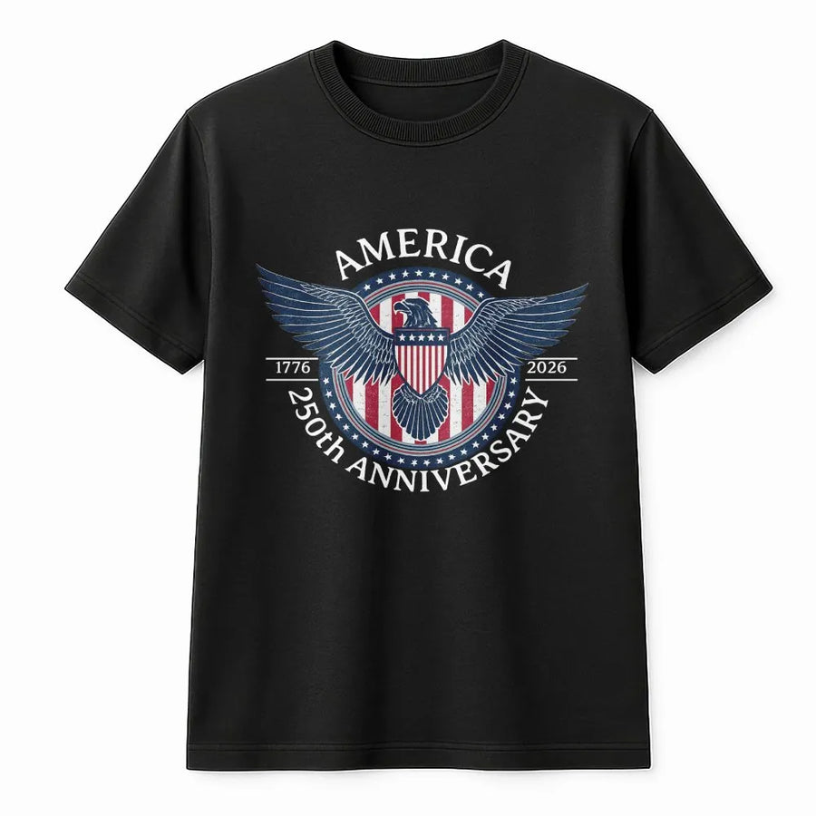 America 250th Anniversary T-Shirt | Vintage 1776-2026 Eagle Badge | Premium Cotton Blend | Fourth of July Patriot Gift