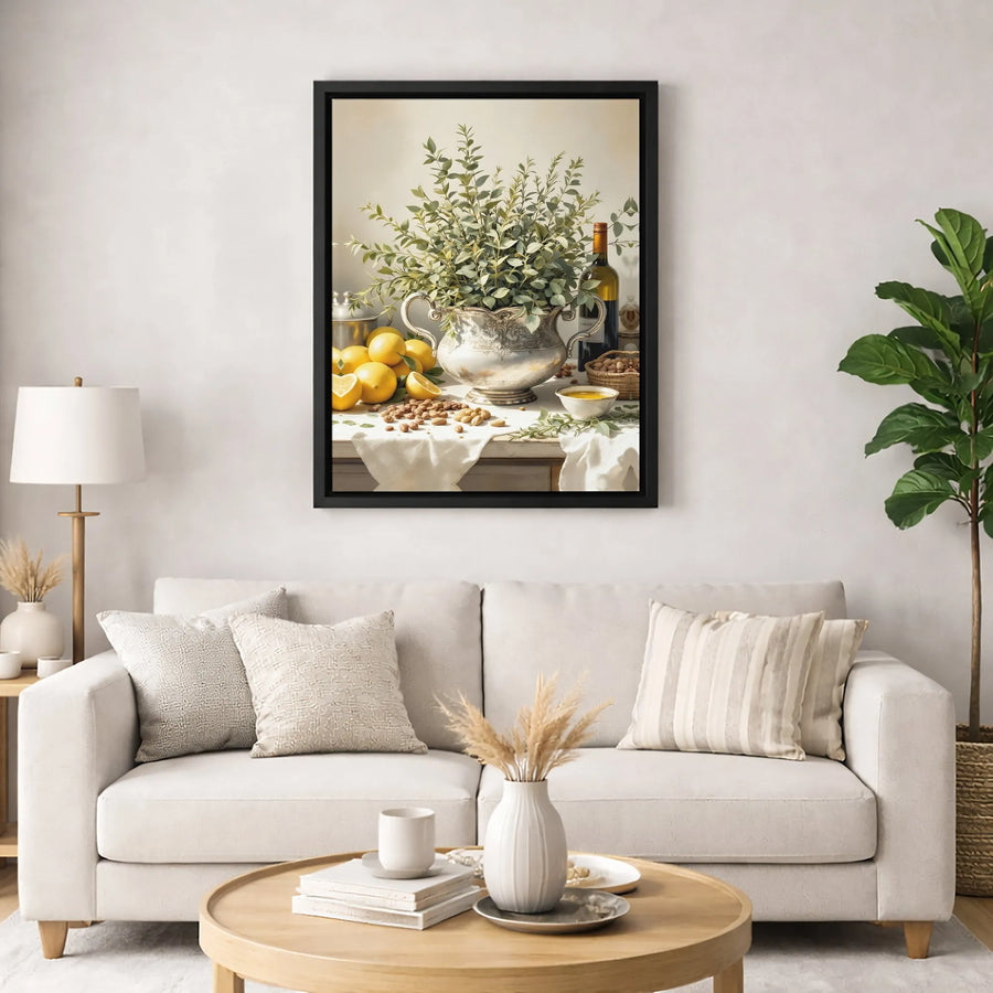 Still Life Lemon Wall Art | Tuscan Kitchen Decor | Premium 1.25-Inch Canvas Print | Dining Room Farmhouse Home Decor