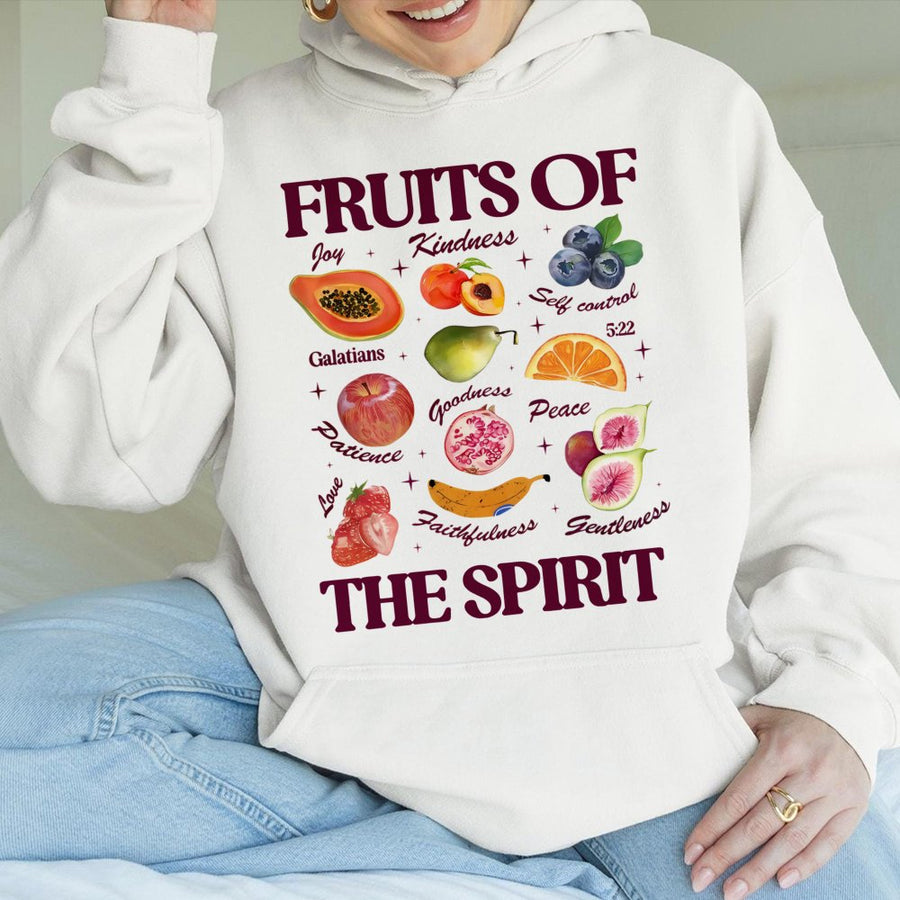 Fruits Of The Spirit Hoodie | Galatians 5:22 Bible Verse Graphic | Premium Cotton-Blend Sweatshirt | Christian Faith Gift For Men And Women
