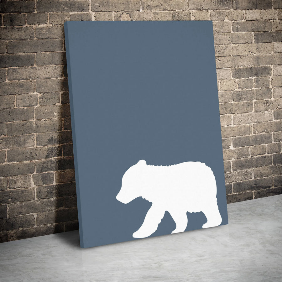 Minimalist Bear Silhouette Wall Art | Nordic Nursery Decor | Gallery Wrapped Canvas Print | Nature Inspired Modern Home Gift