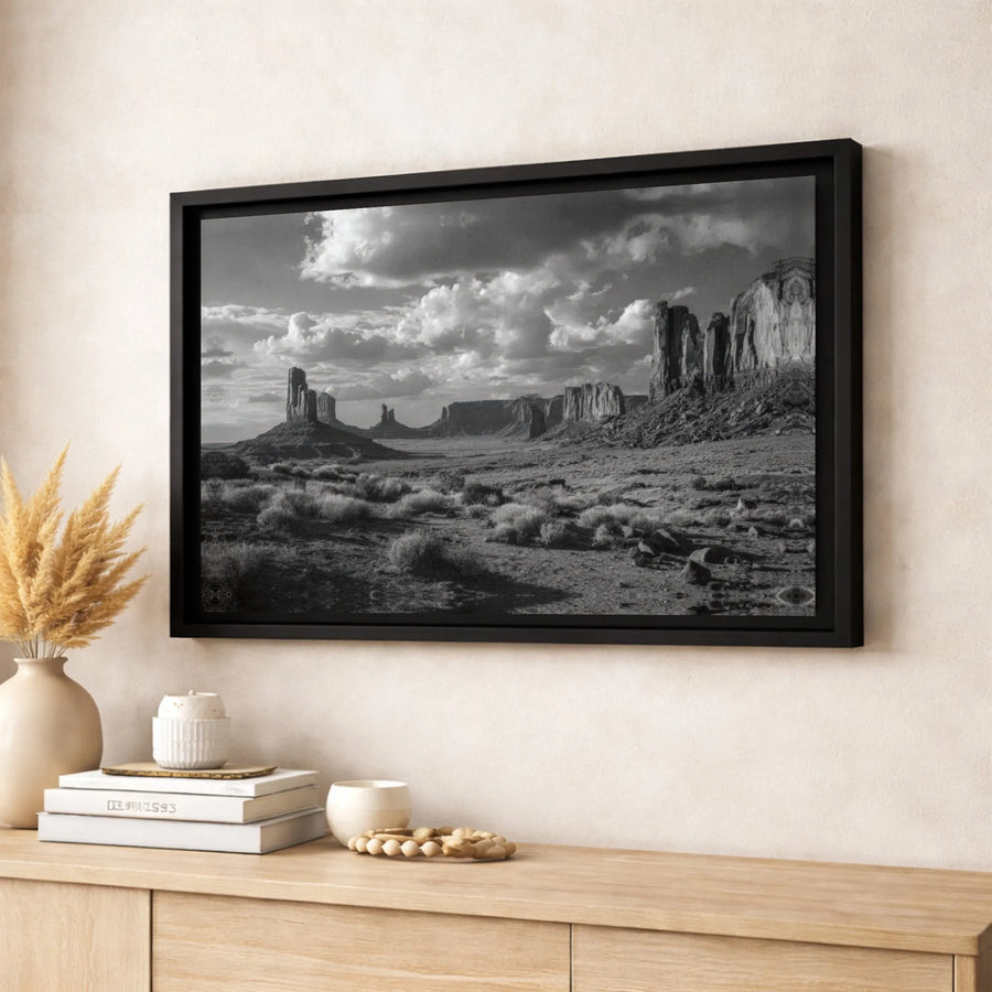 Monument Valley Landscape Canvas | Black and White Desert Photography | Premium Gallery-Wrapped Wall Art | Modern Home or Office Decor Gift