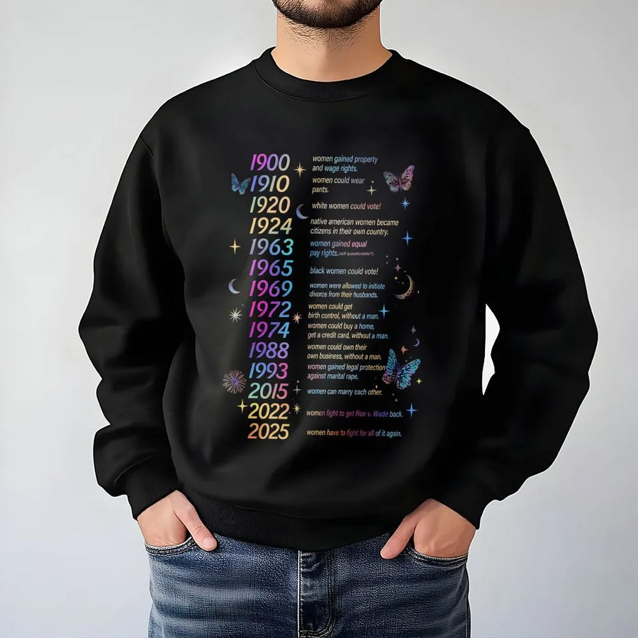 Women's Rights Timeline Sweatshirt | Historical Milestones Graphic | Premium Unisex Crewneck | Feminist Activist Gift