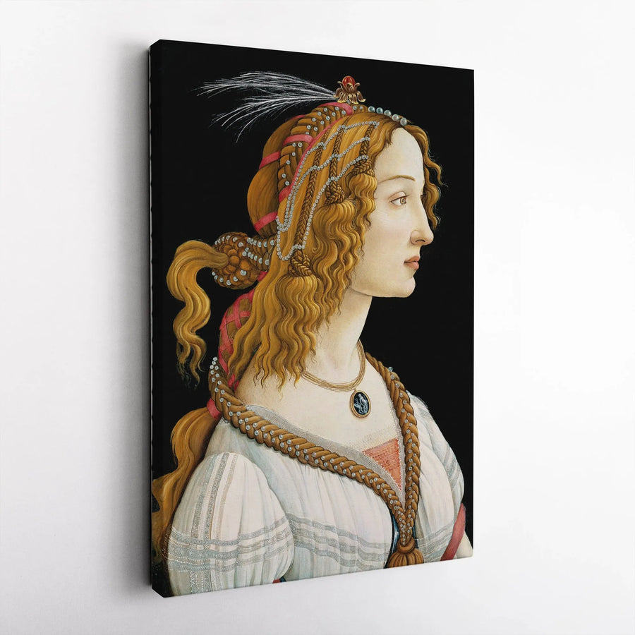 Botticelli Portrait of a Young Woman Canvas Wall Art | Italian Renaissance Painting Print | Premium Gallery Wrap Canvas | Classic Art Home Decor Gift