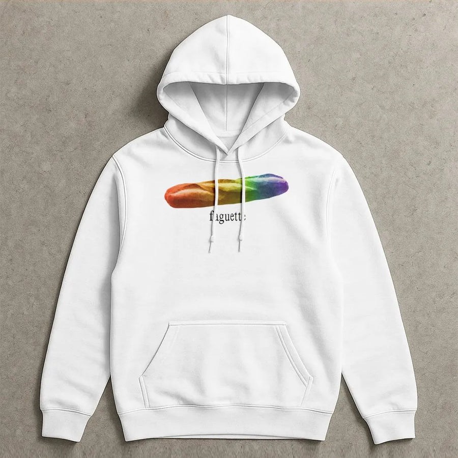 LGBT Pride Hoodie | Rainbow Baguette Graphic Design | Premium Cotton Blend | Funny Queer Meme Gift for Friends and Allies