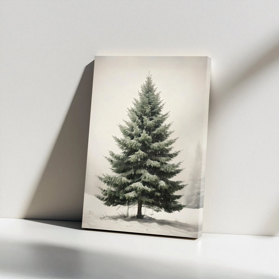 Snowy Pine Tree Canvas Print | Minimalist Winter Forest Wall Art | Premium Gallery-Wrapped Decor | Ready to Hang Holiday Home Gift