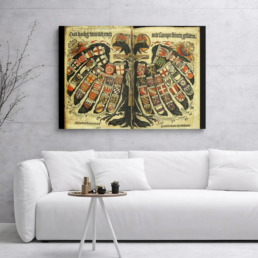 Holy Roman Empire Wall Art | Quaternion Eagle Historical Map Print | 1.25 Inch Gallery Wrap Canvas | Gift for History Buffs & Map Collectors