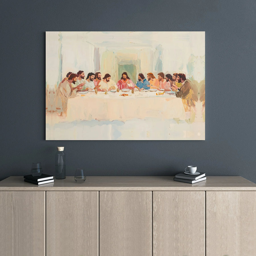 The Last Supper Canvas Print | Modern Impressionist Jesus Wall Art | Gallery Wrapped Premium Decor | Christian Religious Home Gift
