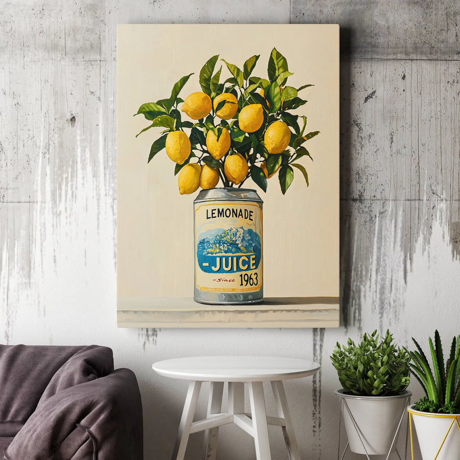 Lemonade Art Print | Vintage Kitchen Still Life Canvas | Premium Gallery-Wrapped Decor | Botanical Lemon Branch Poster for Home or Cafe
