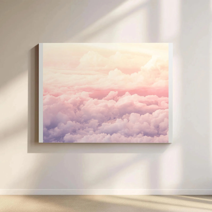 Pastel Cloudscape Canvas Wall Art | Ethereal Sunset Sky Print | Premium Gallery Wrapped Canvas | Modern Bedroom Decor Gift
