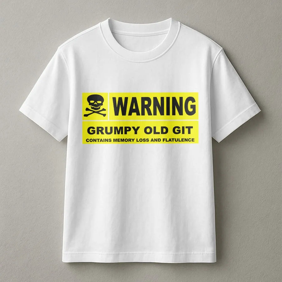 Funny Grumpy Old Git T-Shirt | Sarcastic Warning Sign Graphic | Premium Cotton Blend | Birthday or Fathers Day Gift for Dad, Grandad