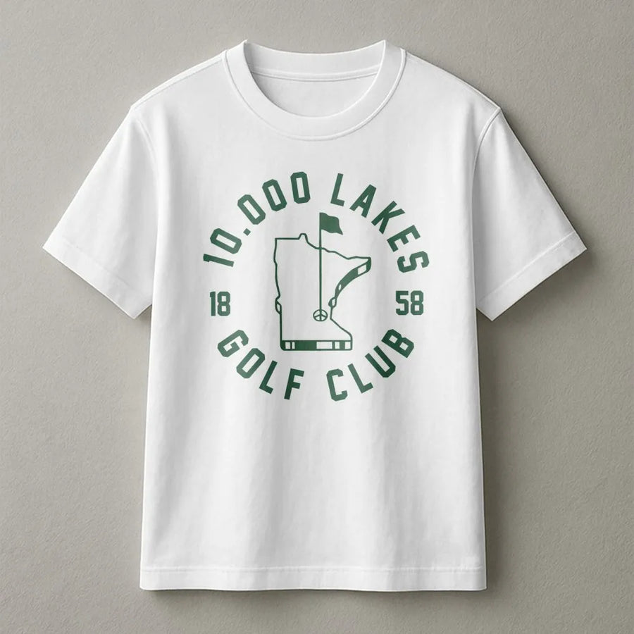 10,000 Lakes Golf Club T-Shirt | Minnesota State Map Outline Graphic | Premium Cotton Unisex Tee | Gift for Golfers & Minnesotans
