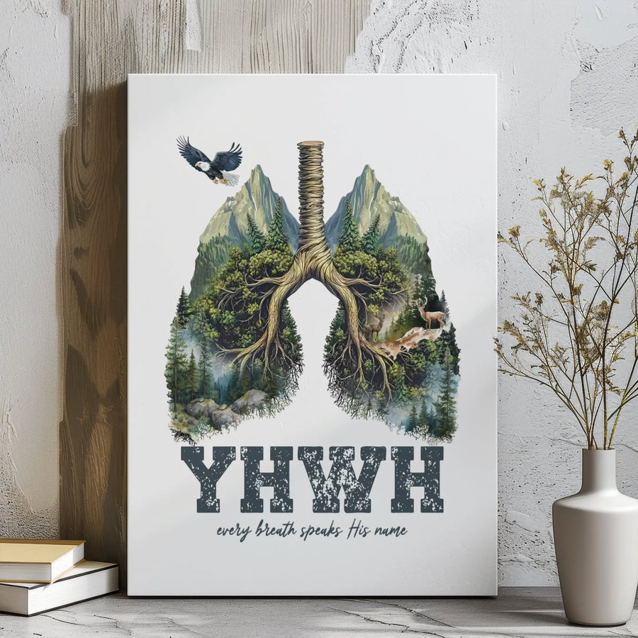 YHVH Canvas Wall Art | Every Breath Speaks His Name Christian Decor | Premium Gallery Wrap Print | Faith-Inspired Home & Office Gift